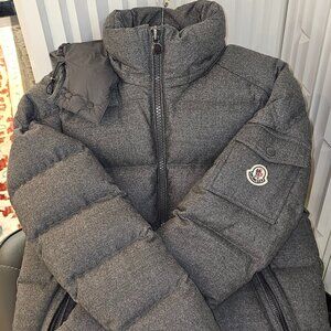 Authentic Moncler Grey Puffer Coat with Detachable Hood